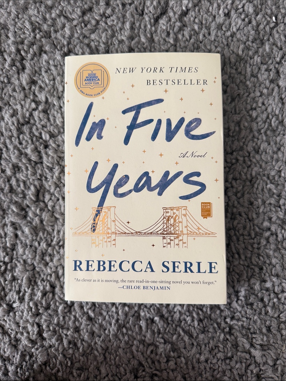 In Five Years by Rebecca Serle - Cream & Blue Cover